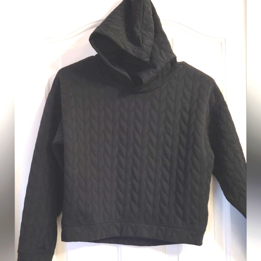 Unisex DSG Black Quilted Hooded Sweatshirt Size Medium